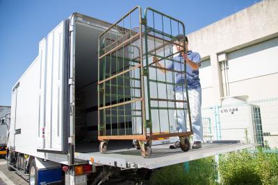 荷物を積み下ろしするスタッフ